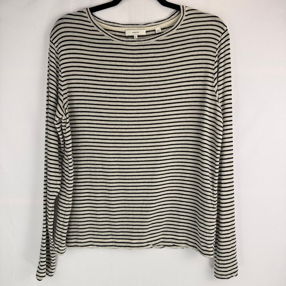 Vince Lyocell Wool Striped Long Sleeve Top Size M